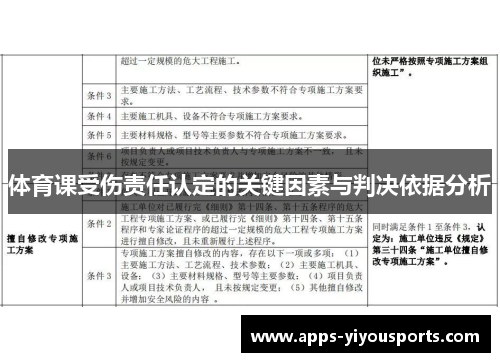 体育课受伤责任认定的关键因素与判决依据分析
